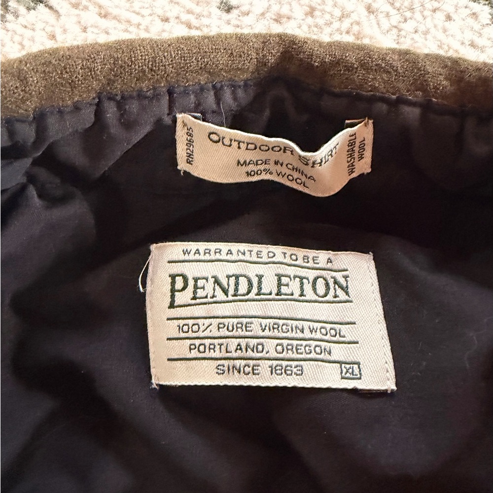 Pendleton Black Lined Wool Jacket with Olive Coll… - image 2